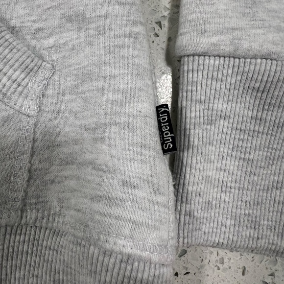SUPERDRY Grey with Velvet Lettering Hoodie Women's Size 6 - Picture 4 of 6